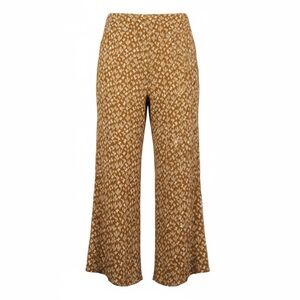Angie Women's Rust Colored Cactus Print Cropped Pull On Palazzo Pant- Size Large